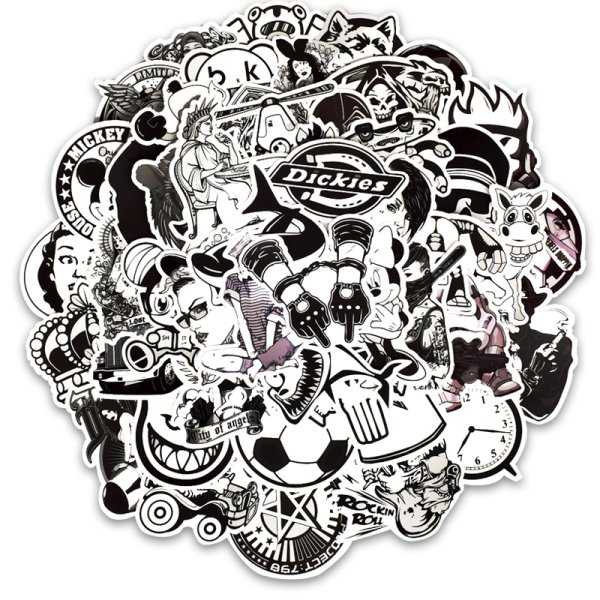 Наклейки черно белые