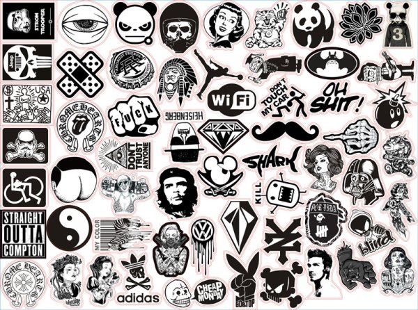 Наклейки черно белые