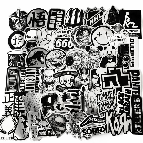 Стикеры наклейки чёрно белые