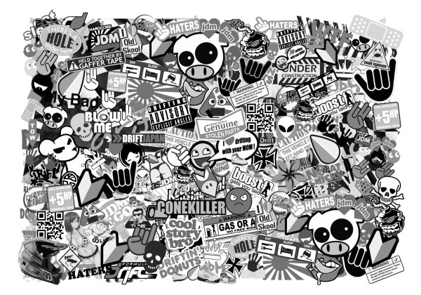 Наклейки черно белые много