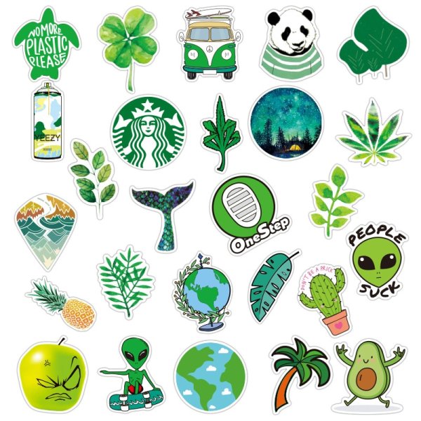 Наклейки в зеленом стиле