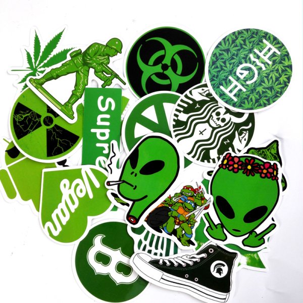 Наклейки в зеленом стиле