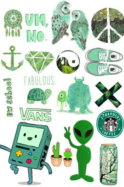 Стикеры зелёная тема