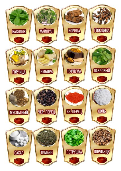Этикетки на банки со специями