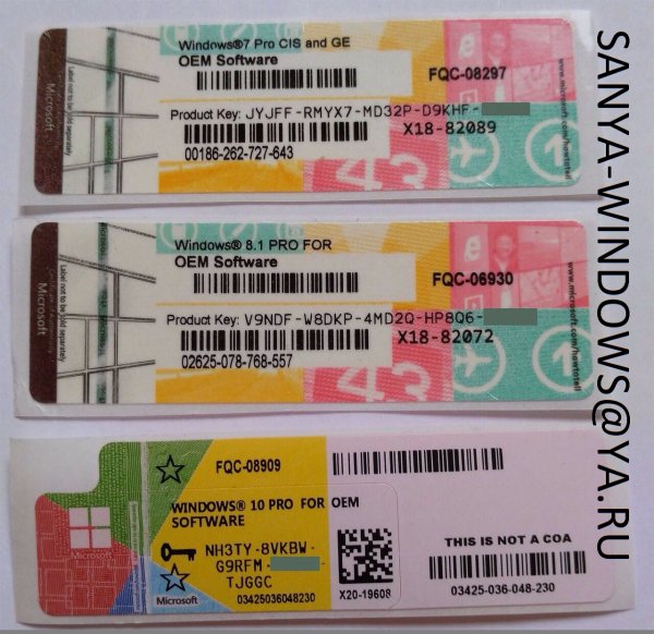 Лицензионная наклейка Windows