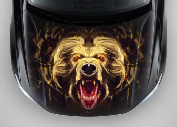 Аэрография на капот автомобиля