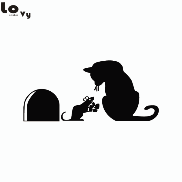 Силуэт кошки и мышки