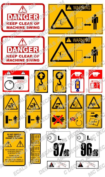 Наклейки безопасности на экскаватор
