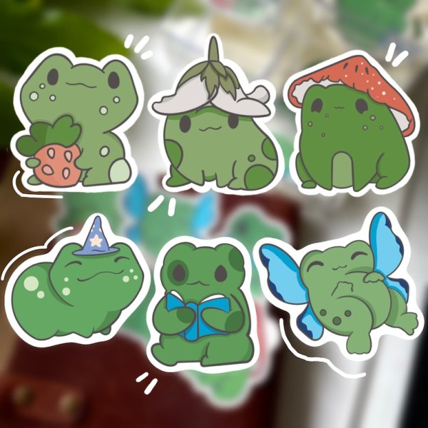 Наклейки лягушки милые