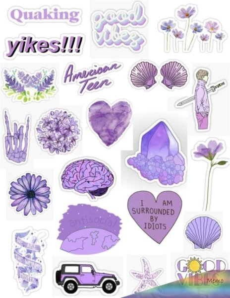 Стикеры для распечатки фиолетовые