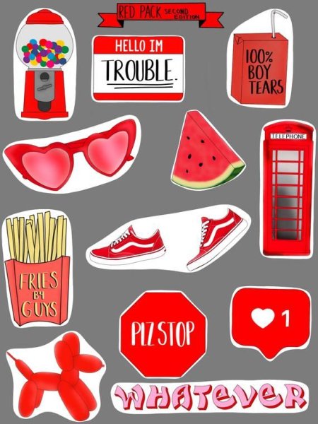 Красивые красные наклейки