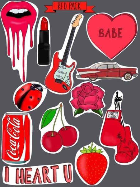 Стикеры красного цвета