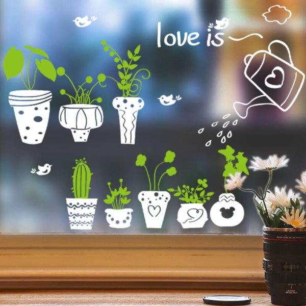 Наклейки растения для окон