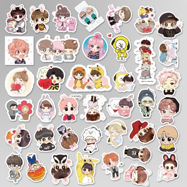 Наклейки БТС аниме