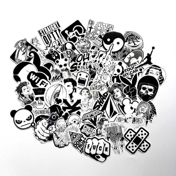 Стикеры чёрно белые