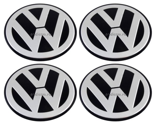 Наклейки на колесные диски Фольксваген черные металл 56мм