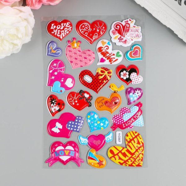 Стикеры сердечки разноцветные