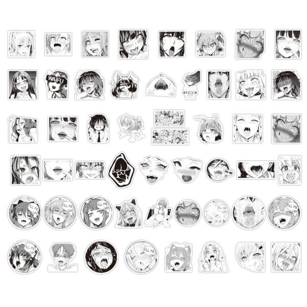 Стикеры чёрно белые аниме