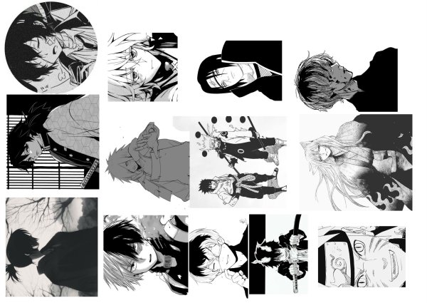 Наклейки чёрно белые аниме