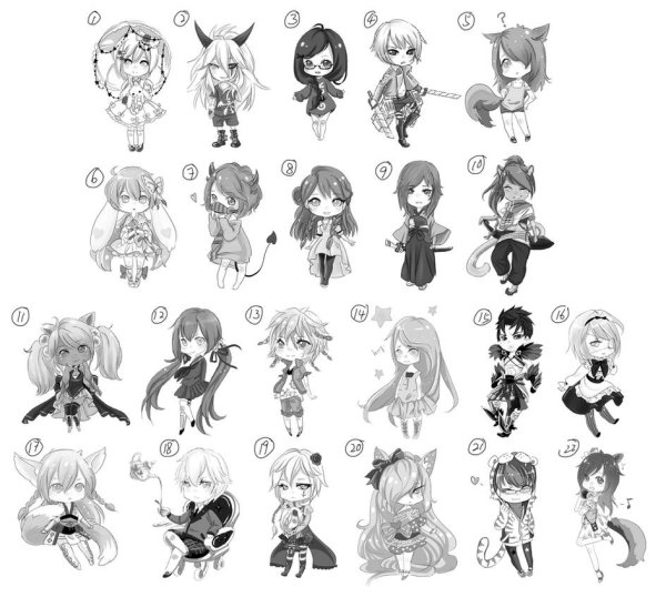 Наклейки аниме черно белые