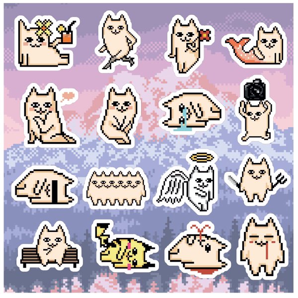 Пиксельные котики Стикеры