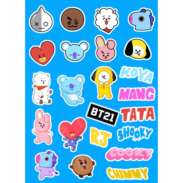 Наклейки БТС И бт21 для распечатки