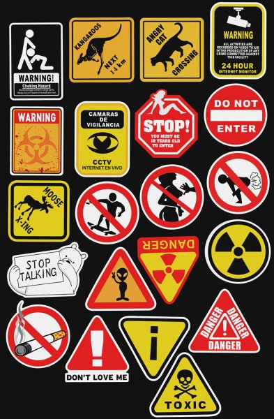 Желтые треугольные знаки безопасности