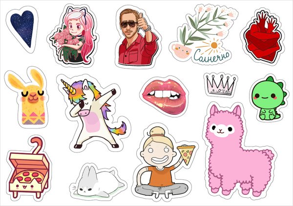 Набор стикеров для девочек-подростков