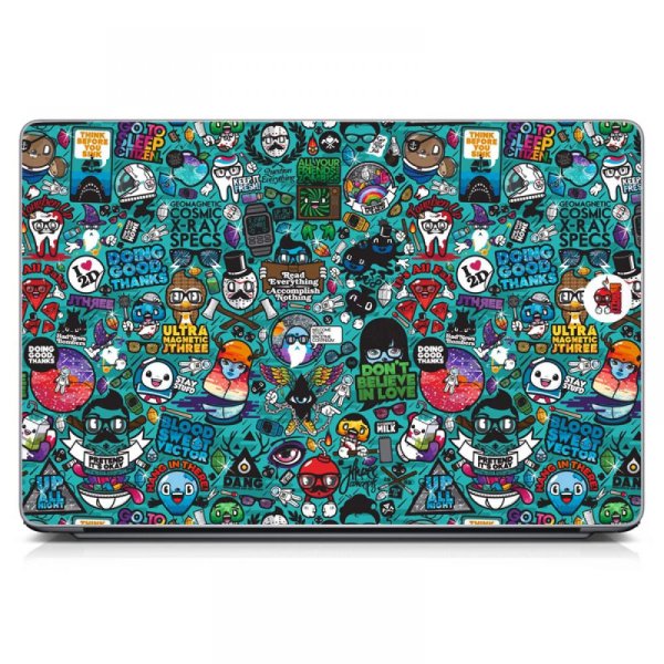 Ноутбук со стикерами на крышке