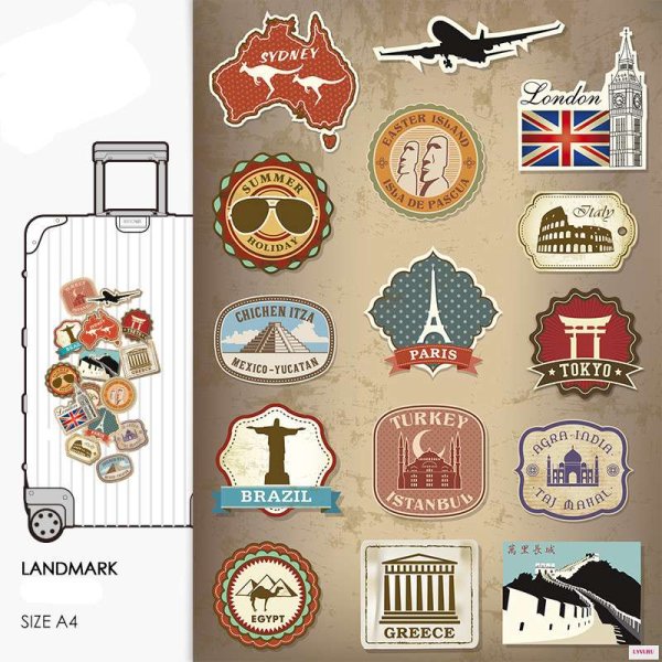 Ретро наклейки на чемодан
