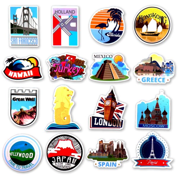 Наклейки на чемодан путешественника