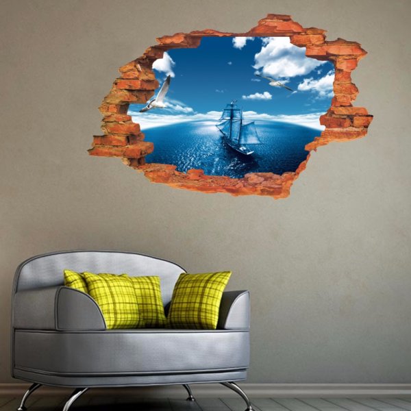 Наклейка на стену море