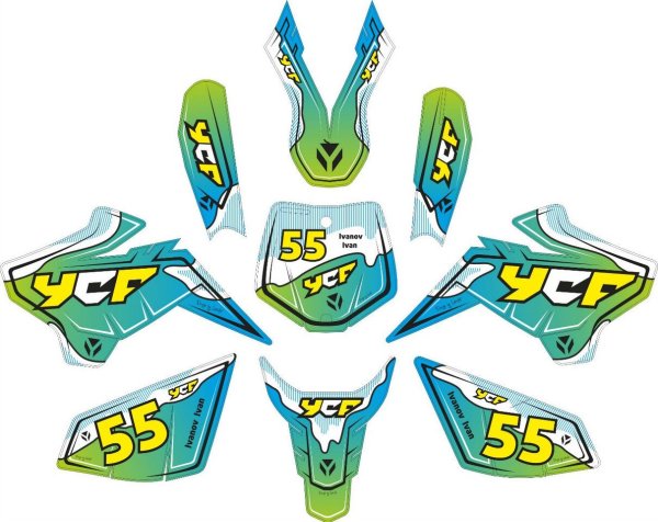 Наклейки на пластик (комплект) YCF