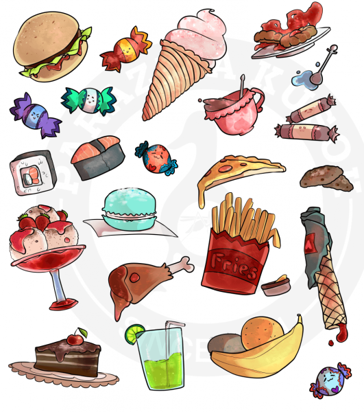 Наклейки для рисования еда