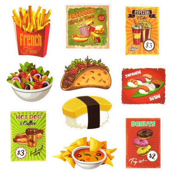 Наклейки еда фаст фуд
