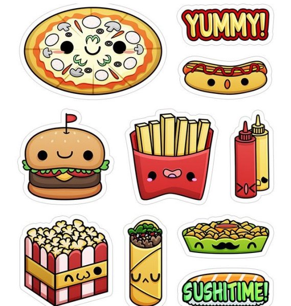 Наклейки в виде еды