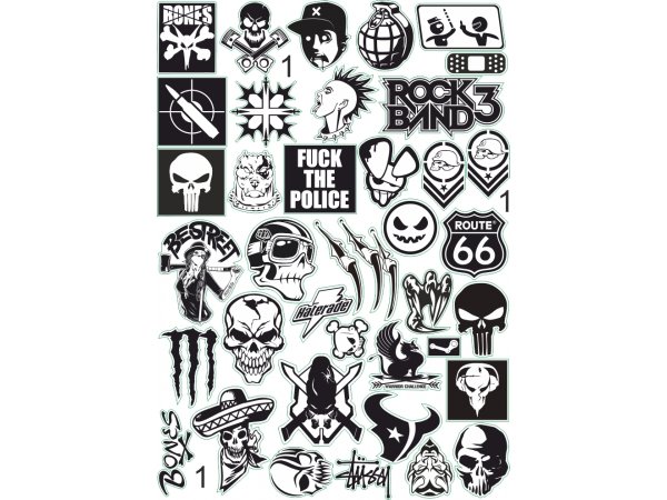 Наклейки черно белые