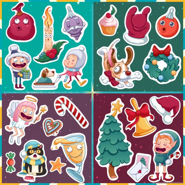 Новогодние украшения Стикеры