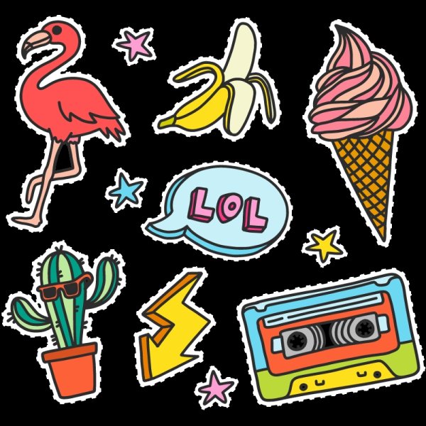 Летние рисунки для наклеек