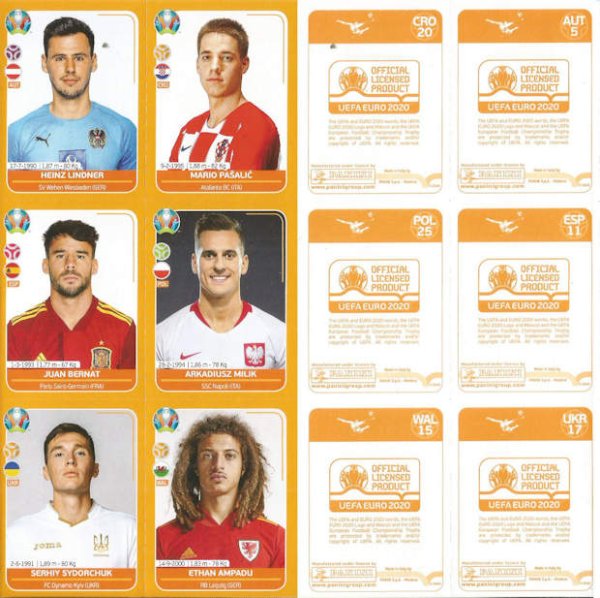 Panini наклейки евро 2020