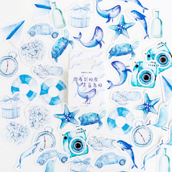 Стикеры для распечатки в голубом стиле