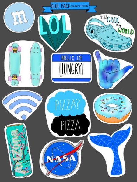 Синие Стикеры для распечатки