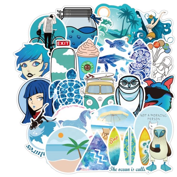 Голубые наклейки