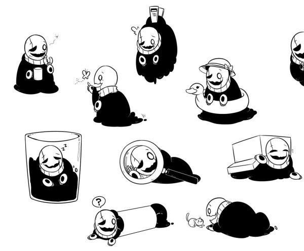 Черно белые Стикеры андертейл