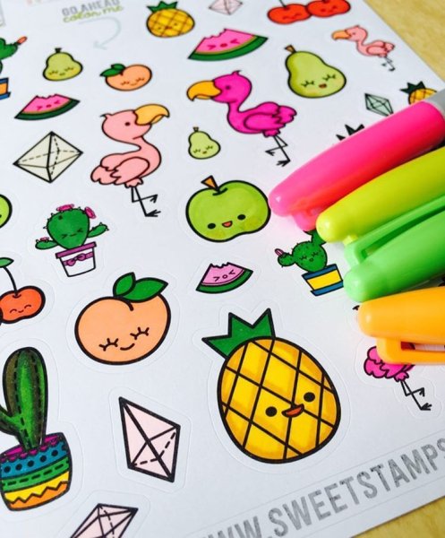 Стикеры фломастерами легкие