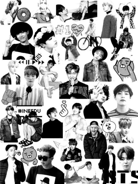 Наклейки БТС чб