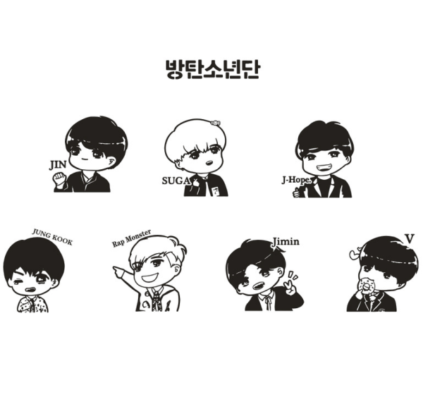 Стикеры БТС раскраска