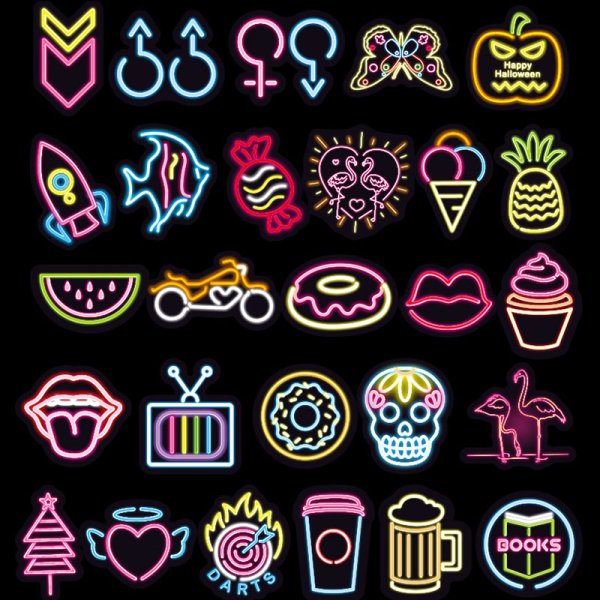 Стикеры Неоновые для распечатки