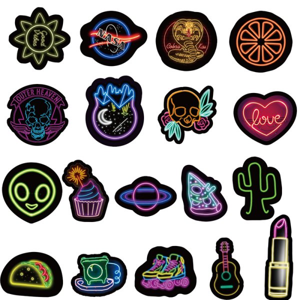 Наклейки для распечатки Неоновые