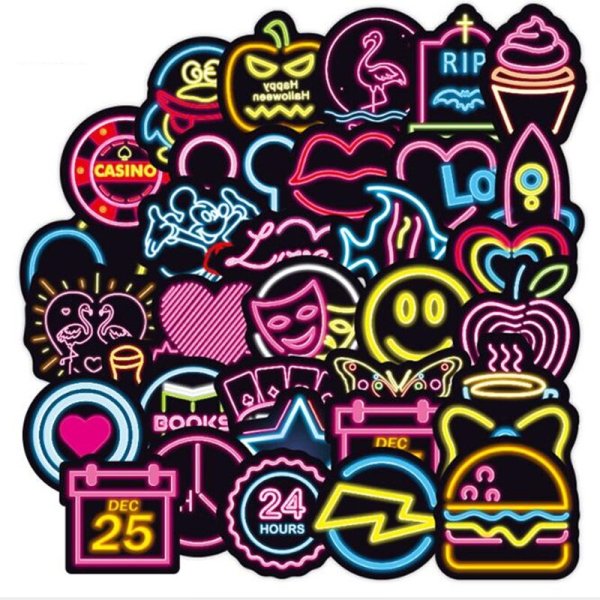 Наклейки для распечатки Неоновые